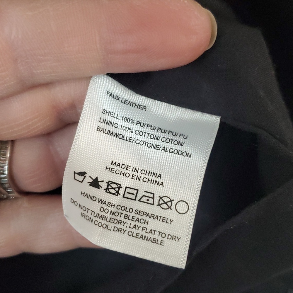 Stellah Faux Leather Eyelet Trim Black Blouse Top Size Med Edgy Whimsigoth - Picture 7 of 13